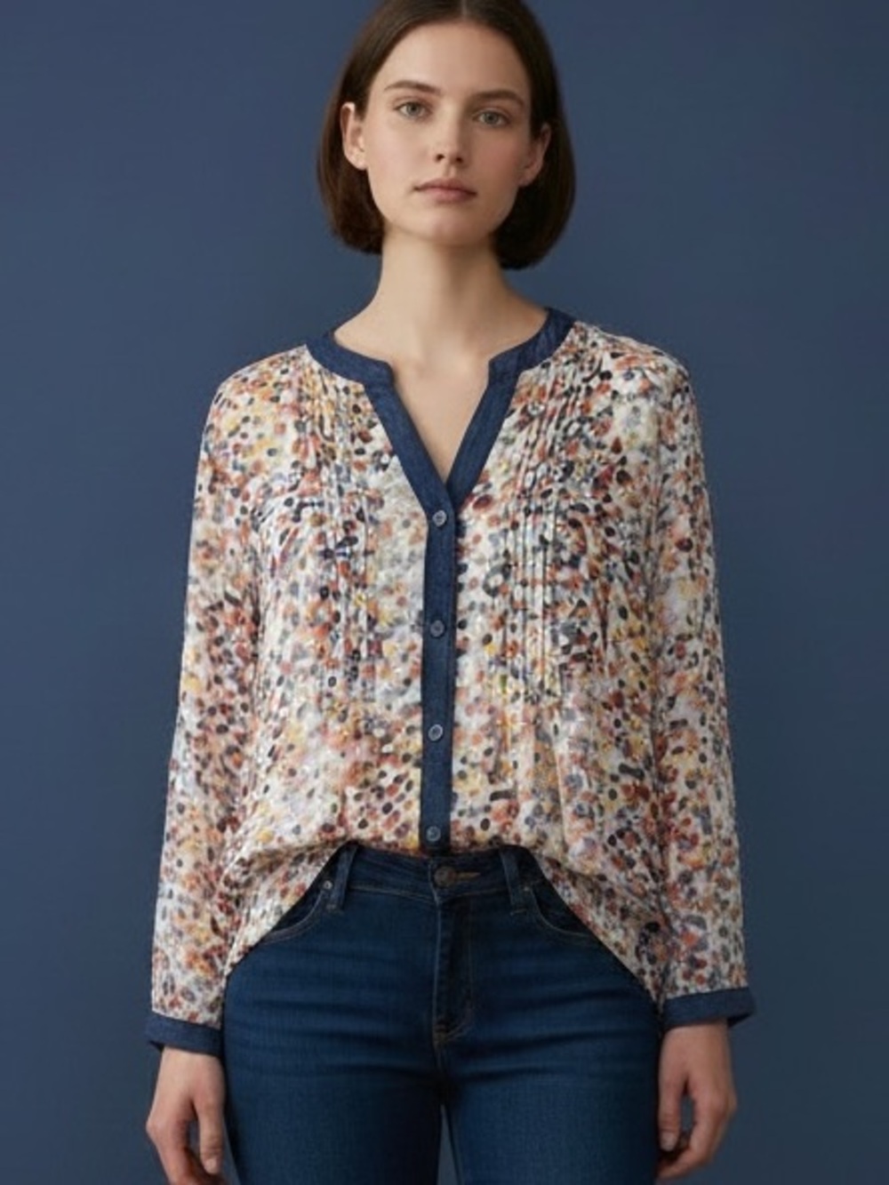 ❤️ Vintage Liz Claiborne Sheer Confetti Dot 3/4 Sleeve Blouse - Picture 8 of 8